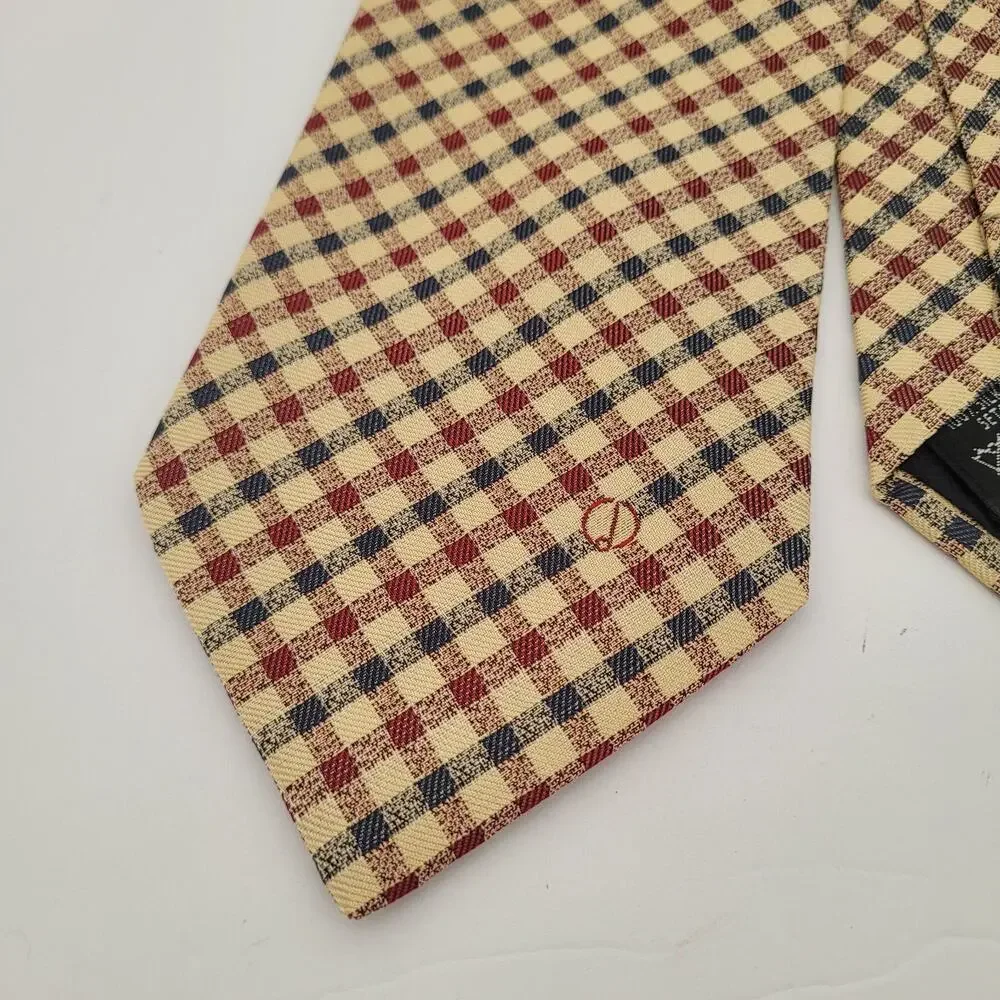Dunhill Men's Neck Tie Made In England Designer Silk Multicolor Plaid Check Logo